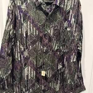 VTG Goouch Men's Button Front Shirt Multicolor Pocket Long Sleeve Size XL